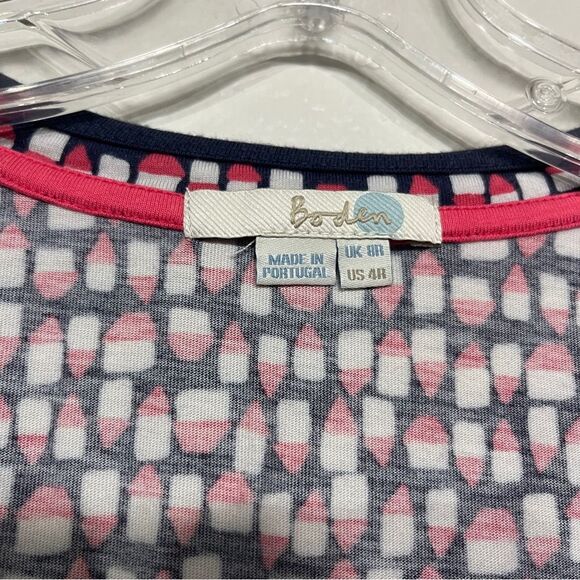 Boden WH761 Pink & Blue Weekend Jersey Midi Dress Pockets Cotton Modal Comfy - Picture 5 of 10